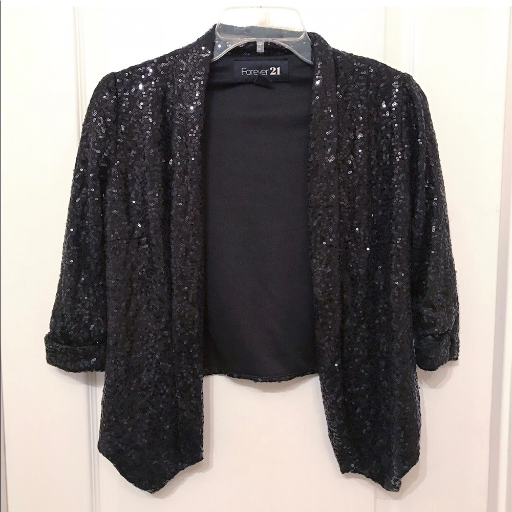 Black Fitted Sequin Jacket